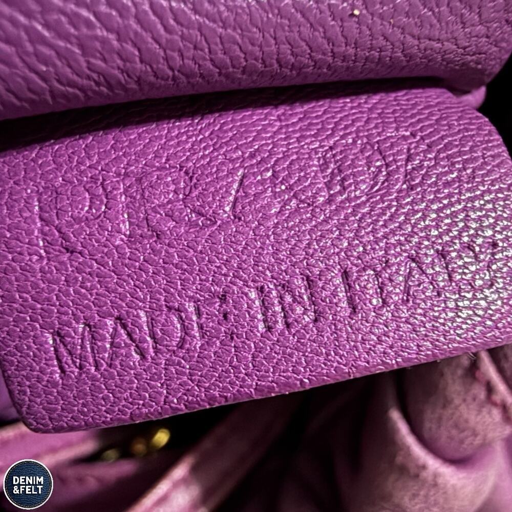 Prada‎ Purple Leather Pleated Shoulder Bag Gold Hardware Slouchy Hobo Purse Luxe - Picture 10 of 16